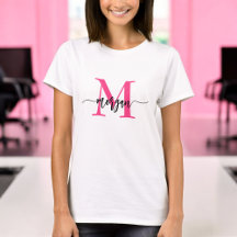 Monogram Stylish Modern Hot Pink