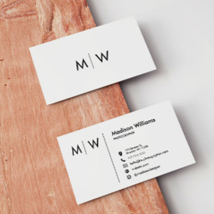Monogram Stylish Modern Minimalistisch Business Ca Visitenkarte