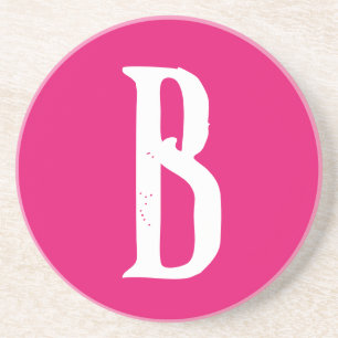 MONOGRAM STYLISH SCRIPT SANDSTONE UNTERSETZER