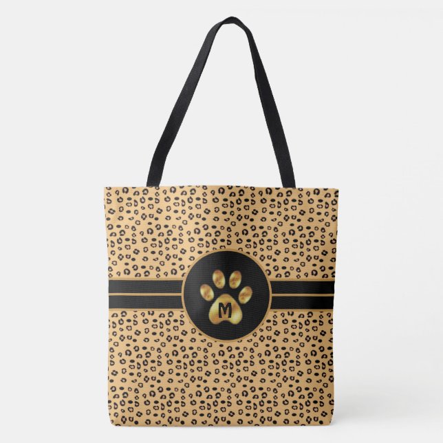 Monogram & Stylish Tiger Pattern & Paw (Vorderseite)