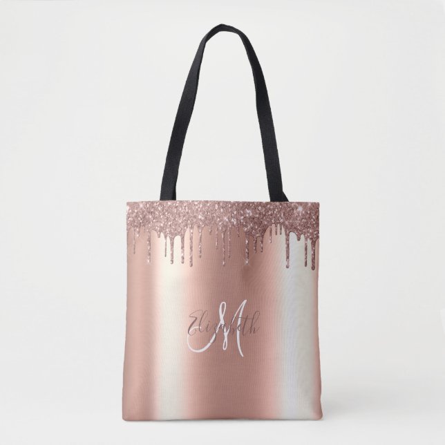 Monogram Stylist Rose Gold Gitter Tropfens Metal (Vorderseite)