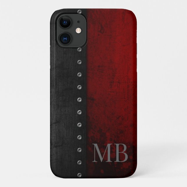 Monogram Stylitic Rustic Red Grunge Case-Mate iPhone Hülle (Rückseite)