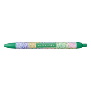 Monogram Succules Aquarellfarbene Pastel Kugelschreiber