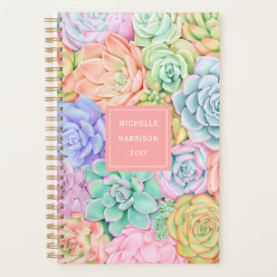 Monogram Succules Aquarellfarbene Pastel Planer