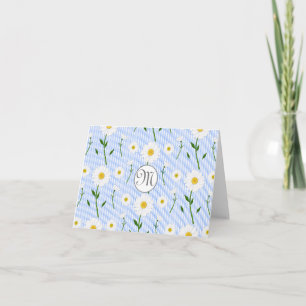 Monogram Summer Daisy Blumenmuster Blaustreifen