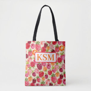 Monogram Summer Raspberry Watercolor Coquette