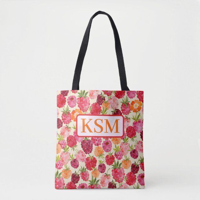Monogram Summer Raspberry Watercolor Coquette (Vorderseite)