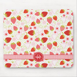 Monogram Summer Strawberry Fruit Pattern Mousepad
