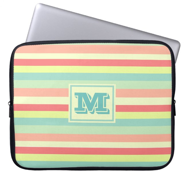 Monogram Summer Stripes Laptopschutzhülle (Vorderseite)