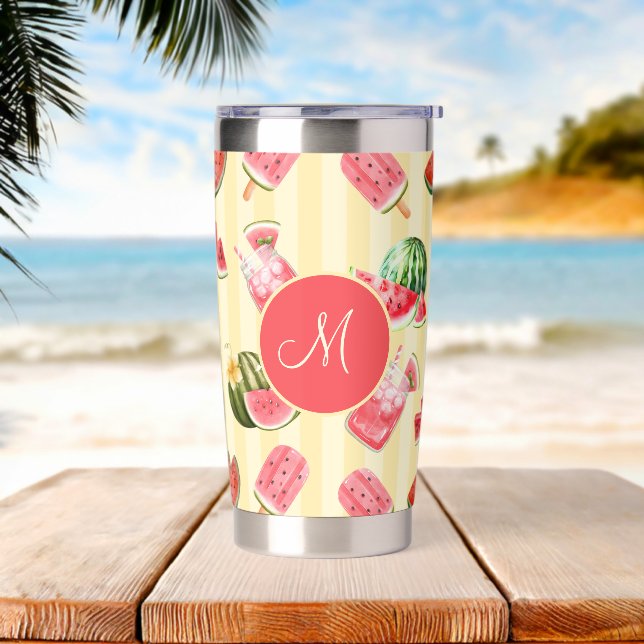 Monogram Summer Watermelon Drinks Muster Thermobecher (Strand)