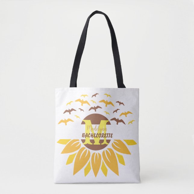 Monogram Sunflower Personalisiert Bridesmaid (Vorderseite)