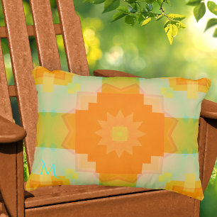 Monogram Sunny Summer Pattern Outdoor Pillow Kissen Für Draußen