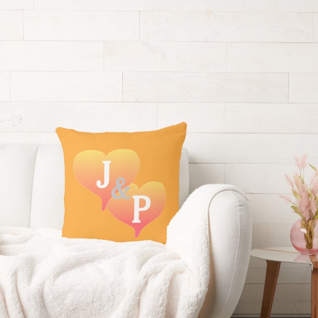 Monogram Sunset Heart Cantaloupe Pillow Kissen (Liege)