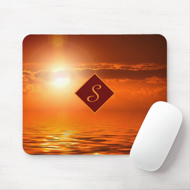 Monogram Sunset Orange Golden Sky Sea of Gold Mousepad (Mit Mouse)