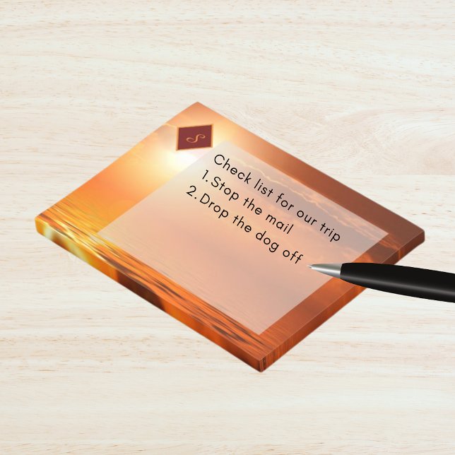 Monogram Sunset Orange Golden Sky Sea of Gold Post-it Klebezettel (Monogram Sunset Orange Golden Sky Sea of Gold Post-it Notes)