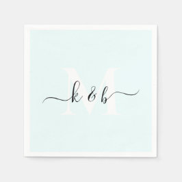Monogram Swash Script Ice Blue Cocktail Serviette