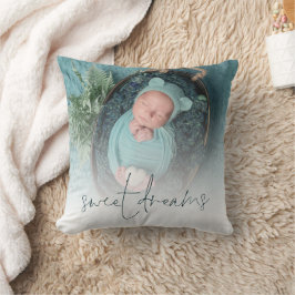Monogram Sweet Dreams Baby Foto Türkis Kissen