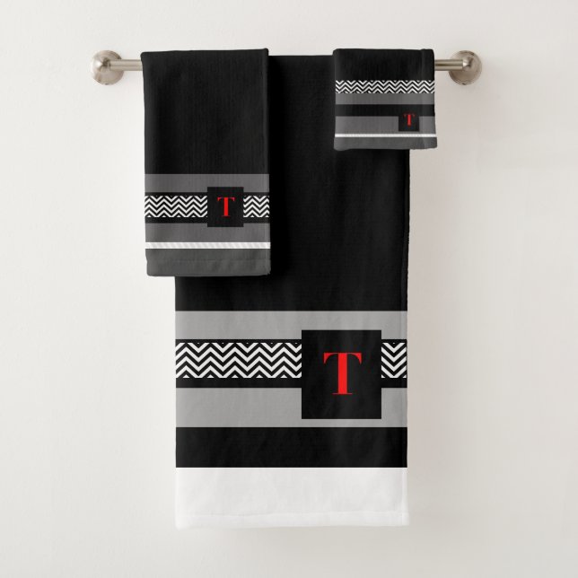 Monogram T Black Badhandtuch Set (Insitu)