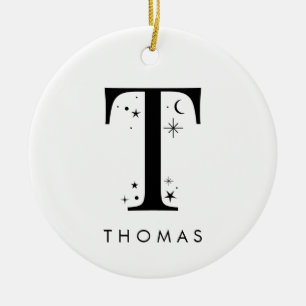 Monogram T Celestie Name Keramik Ornament