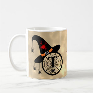 Monogram T Halloween Sky Hexenspinnen Name Kaffeetasse