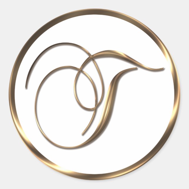 Monogram T Imitate Bronze Runder Aufkleber (Vorderseite)