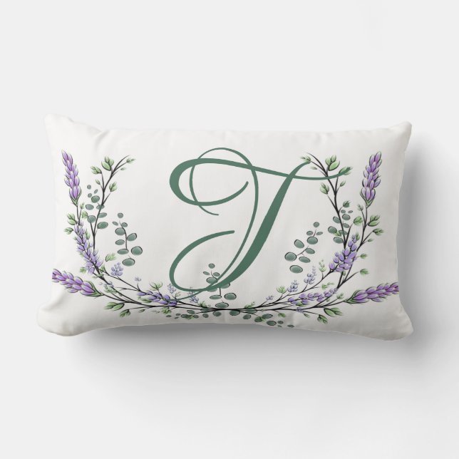 Monogram T Lavendel Eucalyptus Lendenkissen (Vorderseite)