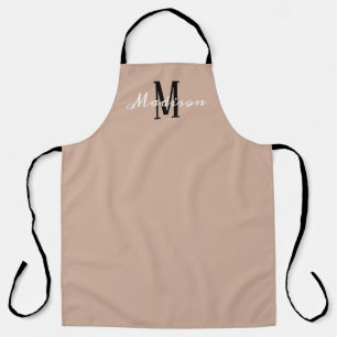 Monogram Tan Black Modern Script Personalisiert Schürze