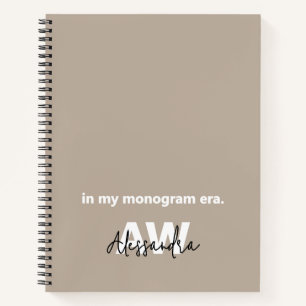 Monogram Tan Minimalistisch White Black Typografy Notizbuch