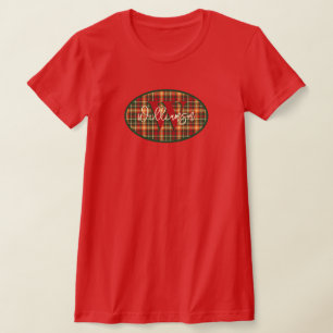 Monogram Tartan Orange Green Kariert Emblem T - Sh T-Shirt