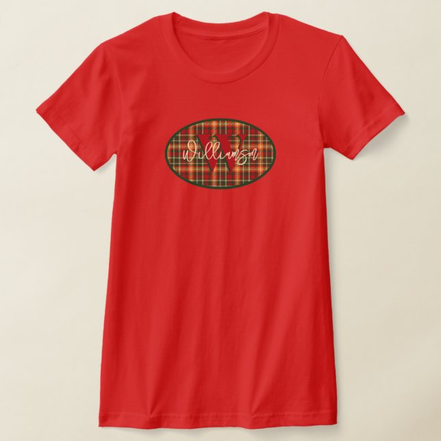 Monogram Tartan Orange Green Kariert Emblem T - Sh T-Shirt (Ablage )