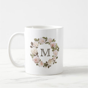 Monogram-Tasse für Vintage französische Rose Kaffeetasse