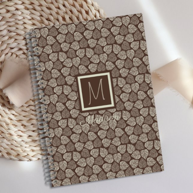 Monogram Taupe Brown Leaf Planer (Von Creator hochgeladen)