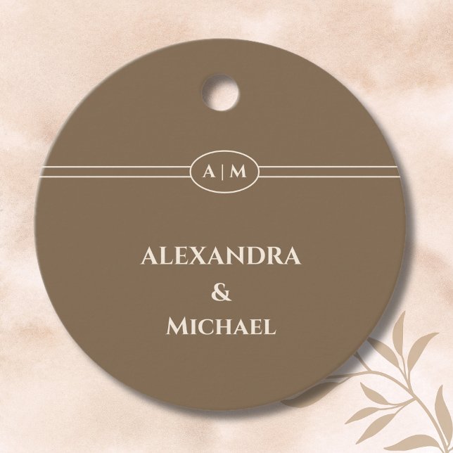 Monogram Taupe Christian Wedding Thank You Geschenkanhänger (Von Creator hochgeladen)