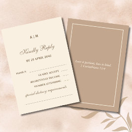 Monogram Taupe Cream Christian Wedding RSVP Card Karte