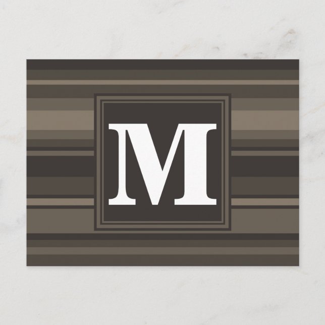 Monogram Taupe Postkarte (Vorderseite)