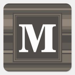 Monogram Taupe Quadratischer Aufkleber
