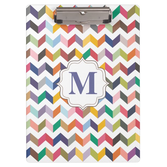 Monogram Teachers Clip-Board Zickzack Muster Klemmbrett (Vorderseite)