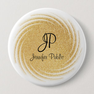 Monogram Template Elegante Imitate Gold Glitzer Lo Button
