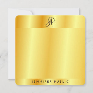 Monogram Template Gold Metallic Look Mitteilungskarte