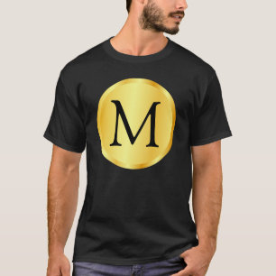 Monogram Template Imitate Gold Elegante Black Tren T-Shirt