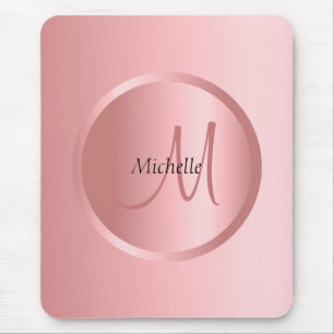 Monogram Template Moderne elegante Rose Gold Mousepad