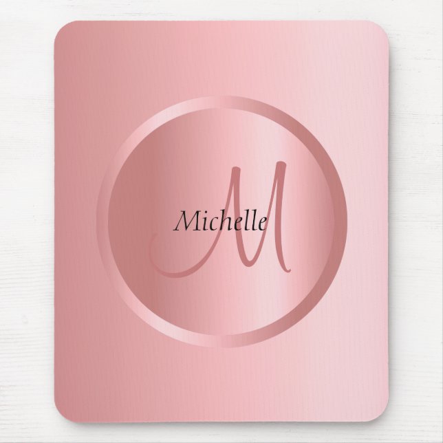 Monogram Template Moderne elegante Rose Gold Mousepad (Vorne)