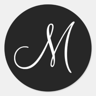 Monogram Template Wedding Umschlag Aufkleber Black