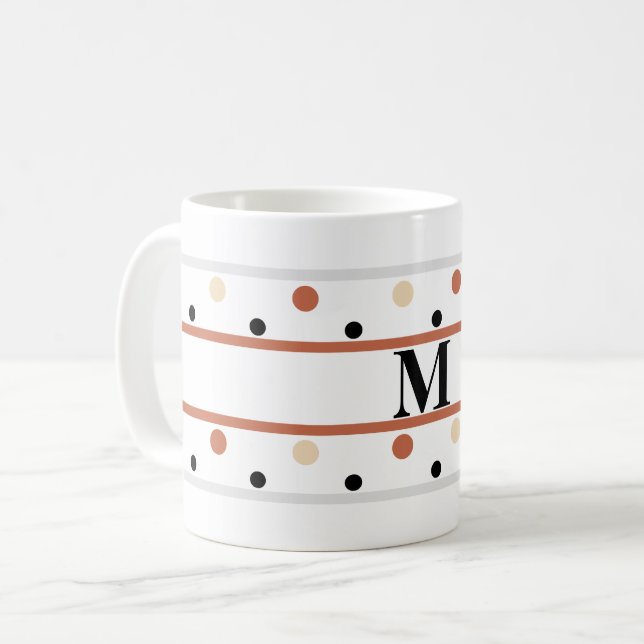 Monogram Terra Cotta Sand Polka Dots Kaffeetasse (Vorderseite Links)
