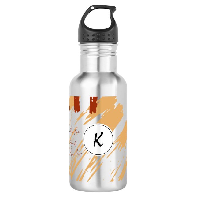 Monogram Terracotta Abstrakt Doodle Edelstahlflasche (Vorderseite)