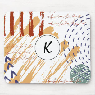 Monogram Terracotta Abstrakt Doodle Mousepad