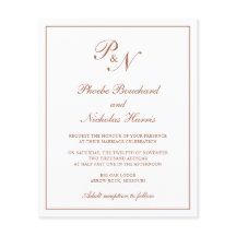 Monogram Terracotta Budget Hochzeit Einladung