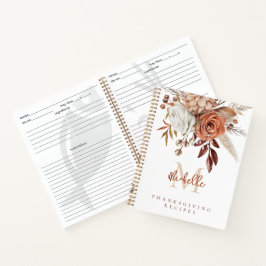 Monogram Terracotta Florals Erntedank Rezepte Notizbuch