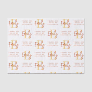 Monogram Terracotta Pattern Bridesmaid dank Tiss Seidenpapier