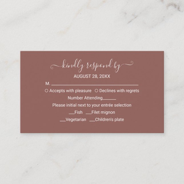 Monogram Terracotta Wedding RSVP Enclosure Card Begleitkarte (Vorderseite)